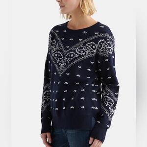 Lucky Brand Women's Dolman Sleeve Paisley 100% Cotton Bandana Sweater.Size Small